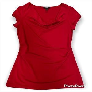 Alfani Red Draped Neck Knit Top Small